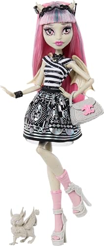 Monster High Boo riginal Creeproduction Rochelle Goyle Muñeca, reproducción Coleccionable con Soporte, Diario y gárgola de Grifo Mascota Roux, JHK57