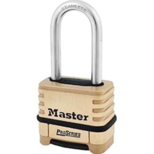Master Lock Brass ProSeries Set Your Own Combination Lock, Outdoor Heavy-Duty Padlock for Construction Sites, Gates, Fences, 2-1/4' Wide, 1175LHSS