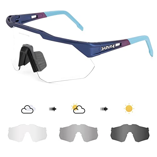 KAPVOE Lunette de Cyclisme Photochromique Homme Femme Tr90 Cadre Lunette Vélo VTT Anti-UV400 Lunette de Soleil Pour Vélo Pêche Course Conduite Ski Pêche 01 Cover