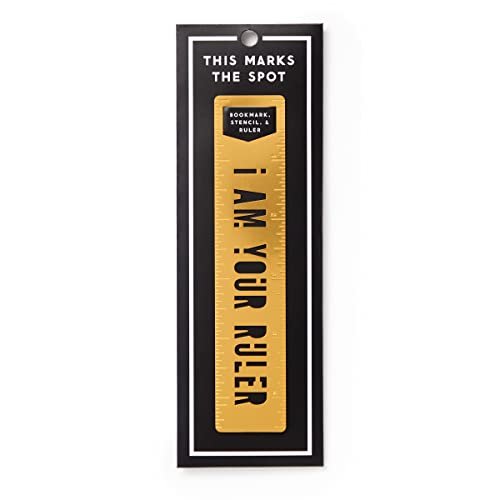 Brass Monkey I Am Your Ruler – Metal Bookmark Stencil with Matte Gold Plated Finish for Reading Measuring and Stenciling