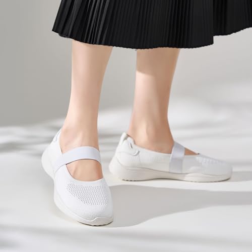 Image of HONHOLD Women's Casual Knit Mary Jane Flat Shoes with Arch Support