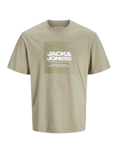 JACK&JONES Herren JCOAERO Front Print Tee SS Crew Neck T-Shirt, Silver Sage, S – Ansicht 1