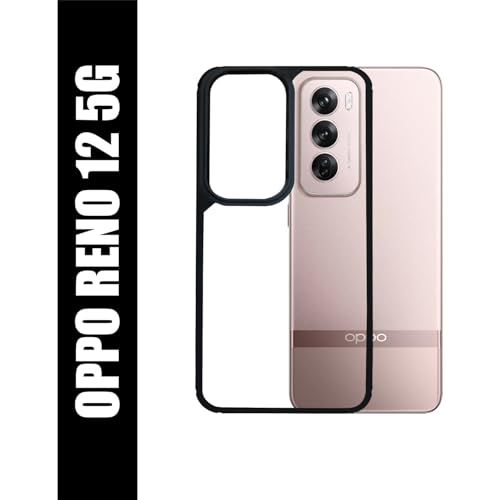 Image of AIBEX Crystal Clear Back Case Compatible with Oppo Reno 12 5G Back Cover Case | 360 Degree Protection | Shock Proof Design | Transparent Back Cover (PC & TPU, Black)