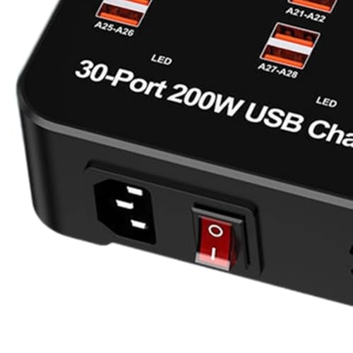 Cargador USB Tipo C 30 Puertos Multipuerto 200W Estación de Carga de Escritorio 7
