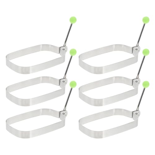 Toyvian 6 piezas Moldes Cuadrados para Huevos Fritos Inoxidable Antiadherente con Mango Plegable Resistente al Calor Fácil de Limpiar y Desmoldar para Freír y Escalfar Huevos Casa