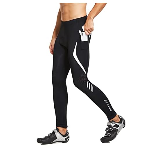 BALEAF Men's Bike Cycling Pants 4D Padded Bicycle Tights MTB Riding Leggings Zipper Pockets Quick Dry White XXL