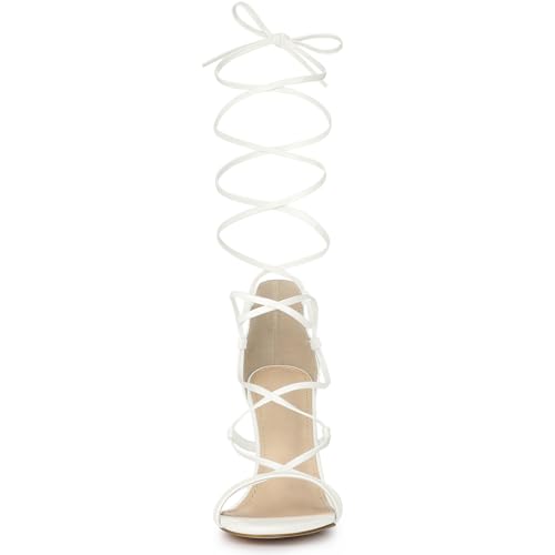 Allegra K Women's Strappy Straps Lace Up Stiletto Heel Sandals2