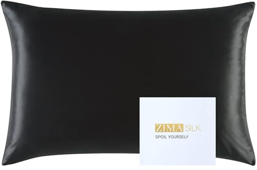 ZIMASILK 25 Momme 100% Pure Mulberry Silk Pillowcase for Hair and Skin Care, Highest Grade 6A Pillow Cases for Women, Long-Lasting Durablity, Gift for Women Men, 1Pc (King 20"x36", Black)