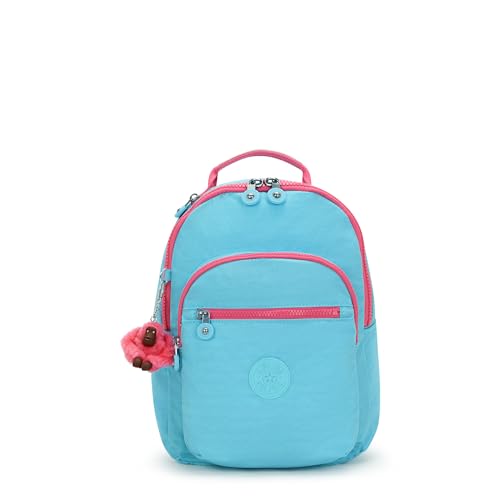 Kipling Mochila feminina Kipling Seoul pequena para tablet, durável, alças acolchoadas com manga para tablet, Combo Blue Sea, 10''L x 13.75''H x 6.25''D