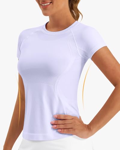 Image of Stelle Women Workout Tops Short Sleeve Seamless Athletic Shirts Yoga Gym Sports Breathable Tees