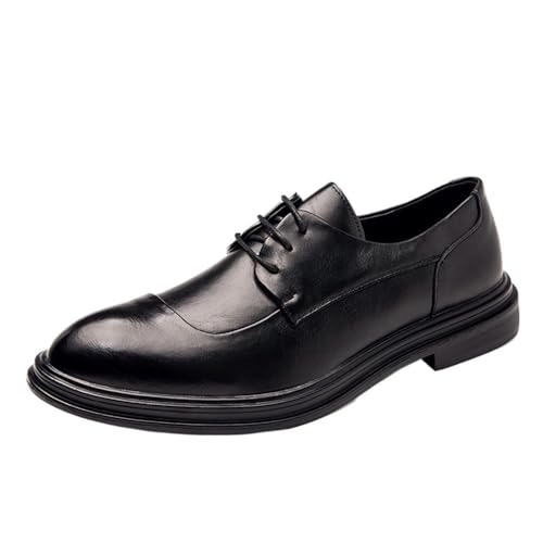 Platform Dress Formal Shoes for Men Lace Up Pu Leather Rubber Sole Slip Outdoor Tuxedo Breathable
