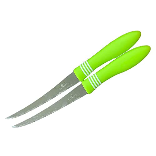 Mikha Knives for Chopping Vegetable, Fruits, Meat, 22 CMS Kitchen Knife Stainless Steel with Serrated Edges Contoured Handles for Soft Grip, Pack of 2 – Green