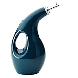 Solid Glaze Ceramics EVOO Olive Oil Bottle Dispenser with Spout, 24 Ounce, Marine Blue - 1