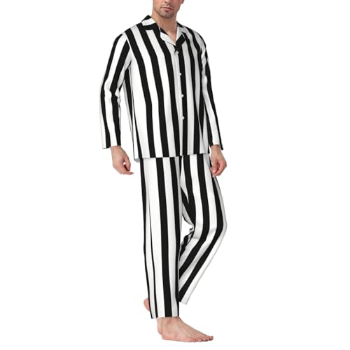 Pyjama classique à rayures blanches et noires | Ensemble de détente léger