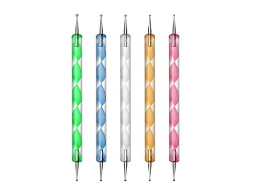Aoshang 5 pc UV Gel Painting DIY Design Nail Art 2 Way Dotting Pen Tool Nail Art Tip Dot Paint Manicure kit
