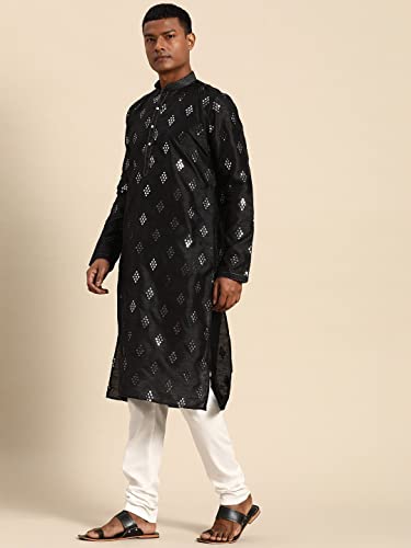 Image of Rajubhai Hargovindas Men's Jacquard Work Kurta Set