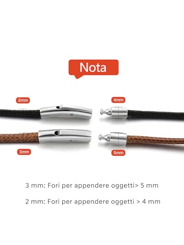 HSWYFCJY Lederkette Herren 3mm Kunstleder Halskette Braun Verfügbar Damen Leder kette mit Verschluss Kautschuk Kette 46cm für DIY Anhänger Schmuck