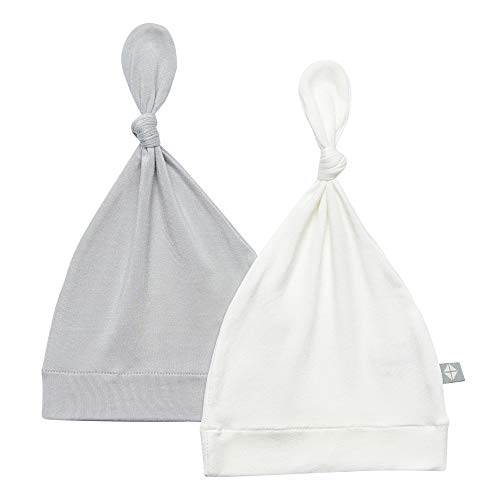 KYTE BABY Rayon Made from Bamboo Baby Beanie Hats Soft Knotted Caps - 2 Pack (0-3 Months, Storm/Cloud)
