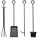 Juvale Firewood Rack with Fireplace Tools, Log Holder for Indoor Outdoor Fire Pit Accessories (15 x 29 x 13 In)