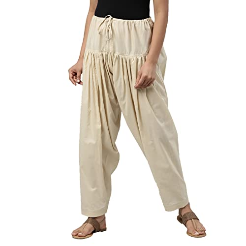 Image of GO COLORS Soft Cotton Salwar for Women | Relaxed Fit, Mid Rise, Ankle Length, Drawstrings