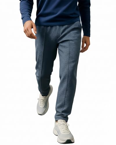 Image of Bewakoof Men's Solid Regular Fit Cotton Blend Track Pants