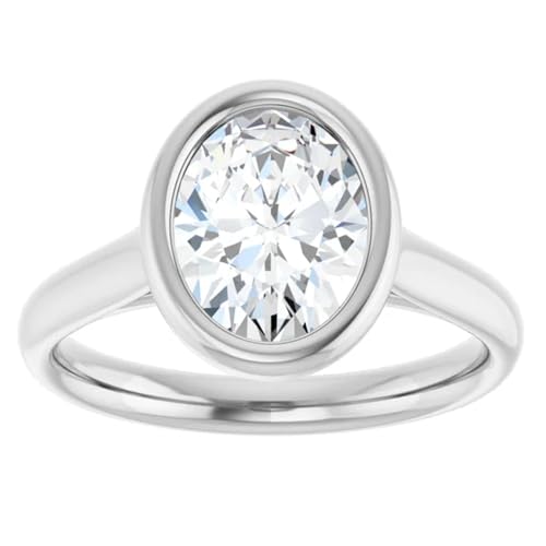 2 Carat Oval Cut Lab Diamond Engagement Ring Bezel Set3