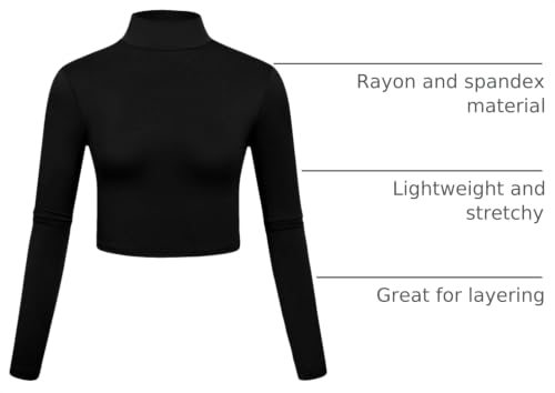 Image of Kindcall Lightweight Mock Turtleneck Crop Tops Long Sleeve Casual Base Layer for Women