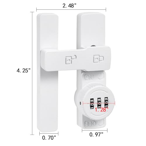 Image of INIRET 2 Packs Matte White 180 Degree Barn Door Lock,Mechanical Password Lock,3 Digit Password Keyless,Flip Latch with Combination,Protect Privacy,for Barn Door,Cabinets,Windows,Garden,Bathroom