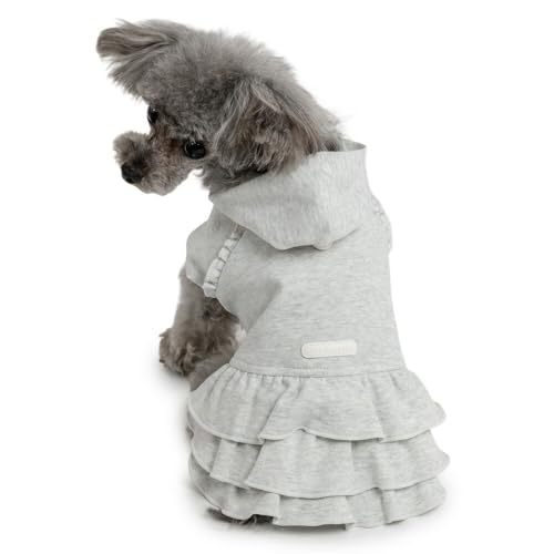 ペットパラダイス 犬 服 秋 フリル パーカー トップス フーディ グレー 小型犬 【参考 SS トイプードル パピヨン (〜5kg) ペットパラダイス国内直営店72店舗展開2025/10/1時点】
