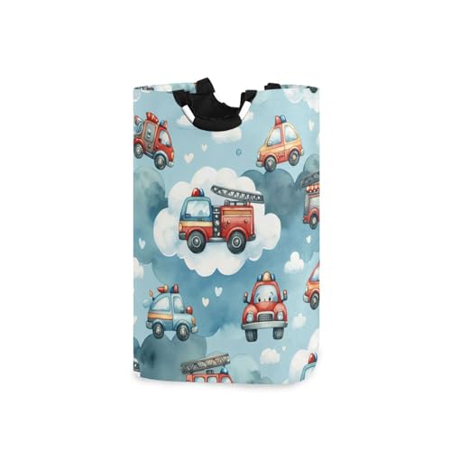 Jihqo Laundry Hamper Basket Cute Cars Trucks Collapsible Nursery Storage Bin Waterproof Clothing Baskets for Home Bedroom Bathroom Washing Room