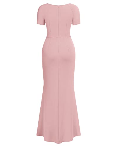 Image of Miusol Women's Deep V-Neck Ruffle Split Evening Prom Long Dress