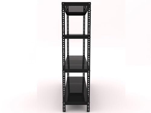 Image of Iron Metal Storage Rack 4 Shelf Adjustable Industrial Shelving Unit | Heavy Duty Space Saving Organizer for Home & Kitchen | Black | 09x35x36 Inches