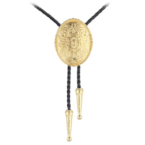 Image of GelConnie Floral Bolo Tie for Men Womens Bolo Tie Necklace Native American Black Men's Bolo Ties Western Cowboy Bolero Ties
