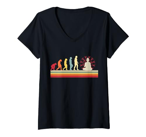 Evolución del budismo budista de los seres humanos Camiseta Cuello V