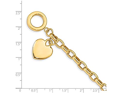 Gem And Harmony 14K Yellow Gold Toggle Heart Tag Charm Link Bracelet #TOP2