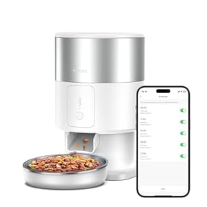 Automatic Cat Feeder – 5G WiFi Cat Food Dispenser with Stainless Steel Food Storage, 1-6 Meals Per Day, 1-16 Portion, Voice Recording, 3L Auto Pet Feeder with App for Cats&Small Dogs