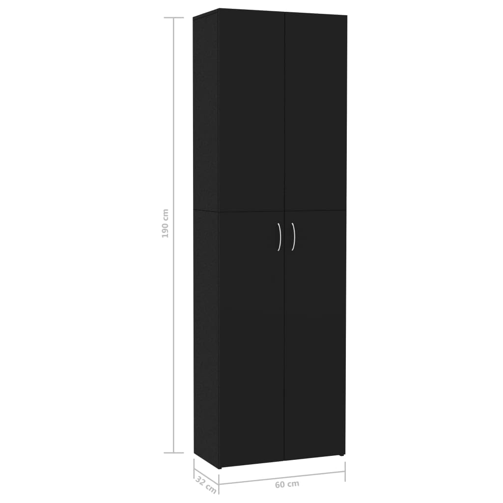 Armadio Ufficio con 5 Scomparti, Armadio per Ufficio Nero 60x32x190 cm, Armadi da Ufficio in Legno Multistrato (Peso 40,6 kg)
