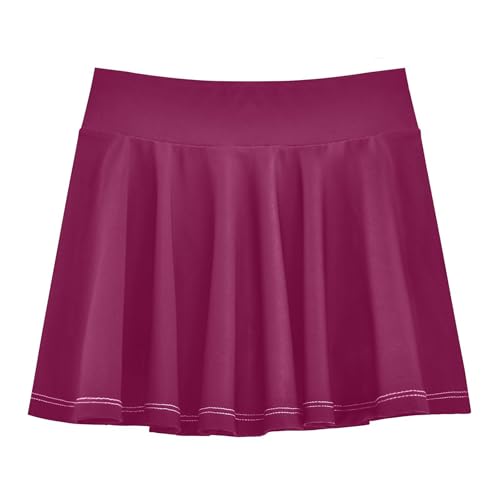 Dark Brown Color Girls Tennis Skirt with Built in Shorts Flowy Toddler Athletic Skort Kids Cheer Skirt with Pockets
