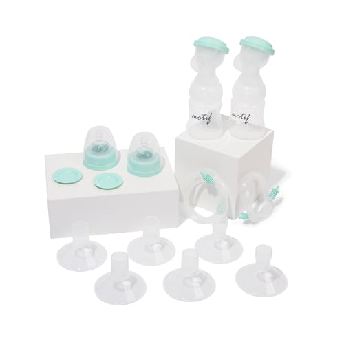 Image of Motif Medical Twist Breast Pump Replacement Parts - Resupply Kit w/Milk Storage Containers, Bottle Caps, Bottle Nipples, Tubes, Disks, Connectors & More - Safe Easy-to-Use Breast Pump Kit