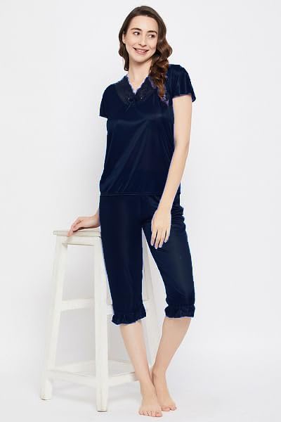 Image of Top & Capri Night Suit Set for Women