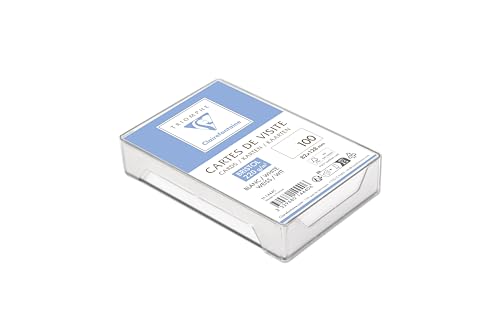 Clairefontaine 1444C - Boite de 100 Cartes de Visite Bristol Blanc Uni 82x128 mm - 220g/m²