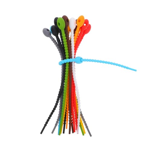 STOBAZA 18 piezas Bridas de Silicona Reutilizables Cordones Elásticos Seguros y Suaves para Organización de Cables Verduras y Barbacoa Resistentes y Flexibles para Uso Doméstico