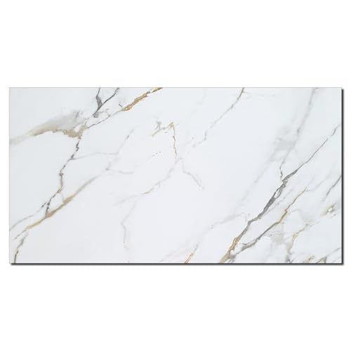 AMON Wand-Paneele 60x120cm in Marmor- Granit- Stein-Optik (Carrara Gold) - 1 Stück - Wandverkleidung aus PVC 3mm dick - Küchenrückwand Spritzschutz TV-Rückwand - Wasserdicht Wasserfest