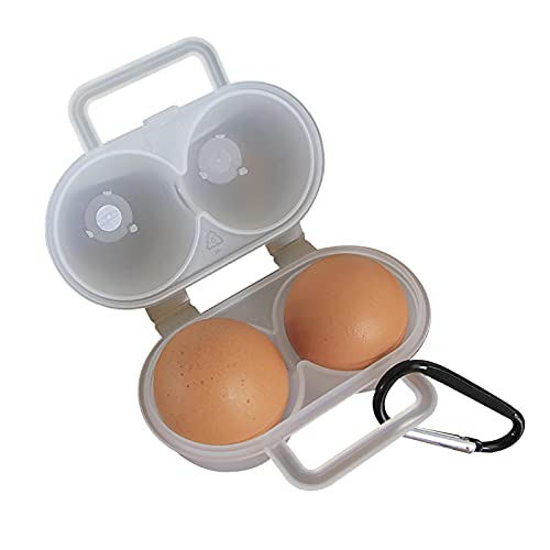 Eierträger 2fach | Eier Aufbewahrungsbox 2er | Vorratsdosen Eier | Tragbare Eierbehälter | Aufbewahrung Box Eier | Eierbehälter Für 2 Eier, Mit Karabiner, Für Outdoor-Camping Picknick Outdoor-Reisen Cover