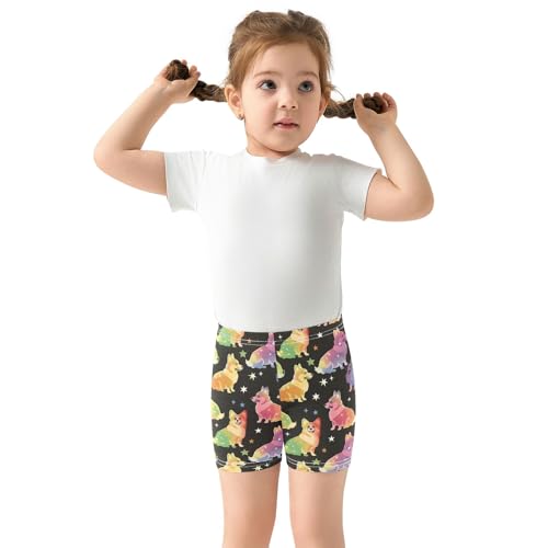 Rainbow Corgis Girls Shorts Elastic Waist Sports Shorts Girls Leggings Pants for 4-10 Years3