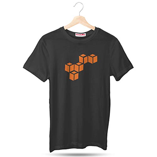Image of DUDEME AWS Logo T-Shirt, 100% Cotton T-Shirts for Programmer, Coding, Developer, Software Mens, Round Neck T Shirts for Women, Half Sleeve Tshirt for Men