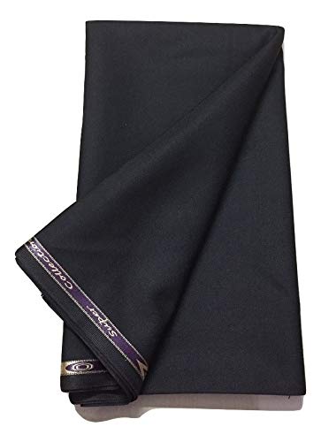 Men's Cotton Feel Matty Finish Poly Viscose Unstitched Trouser Fabric - 1.2 Meters (Formal,Casual,Premium,Pant)(Black)-image-1