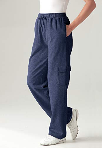 Woman Within Women's Plus Size Better Fleece Cargo Sweatpant Pant - 3X, Heather Charcoal Black #TOP4