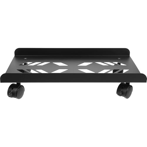 MAGICLULU Soporte de Torre de Computadora Móvil Ruedas Giratorias, Base Elevadora Negra de Acero Inoxidable para CPU, Soporte de Suelo para Pc, Carrito Práctico para Oficina y Escritorio