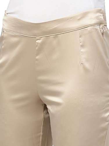 Image of GO COLORS Women Mid Rise Polyester Shiny Pant